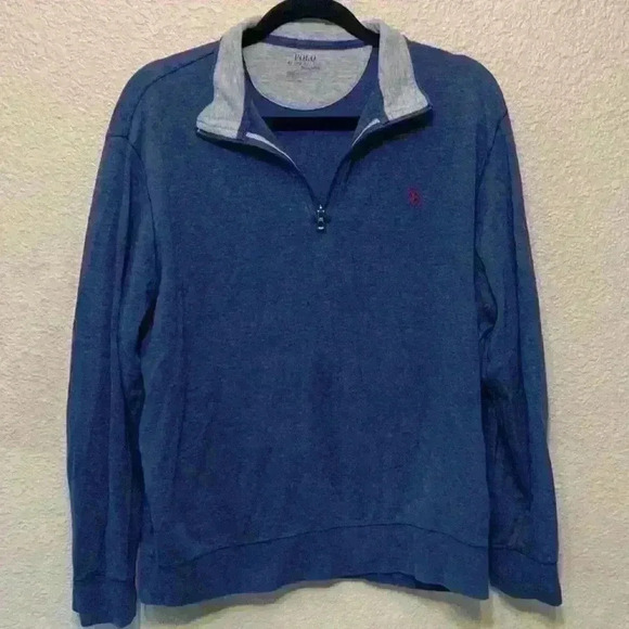 Polo by Ralph Lauren Performance blue quarter zip sz L business casual church - Picture 1 of 8
